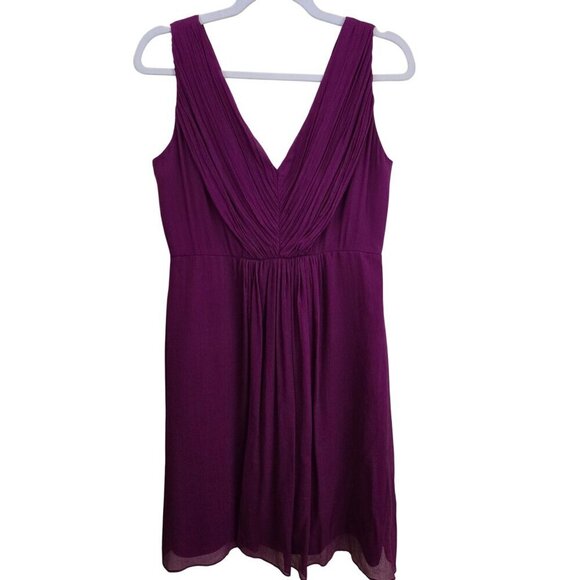J.Crew Louisa Silk Chiffon 100% Silk Dress Plum Size 10 - Picture 2 of 5